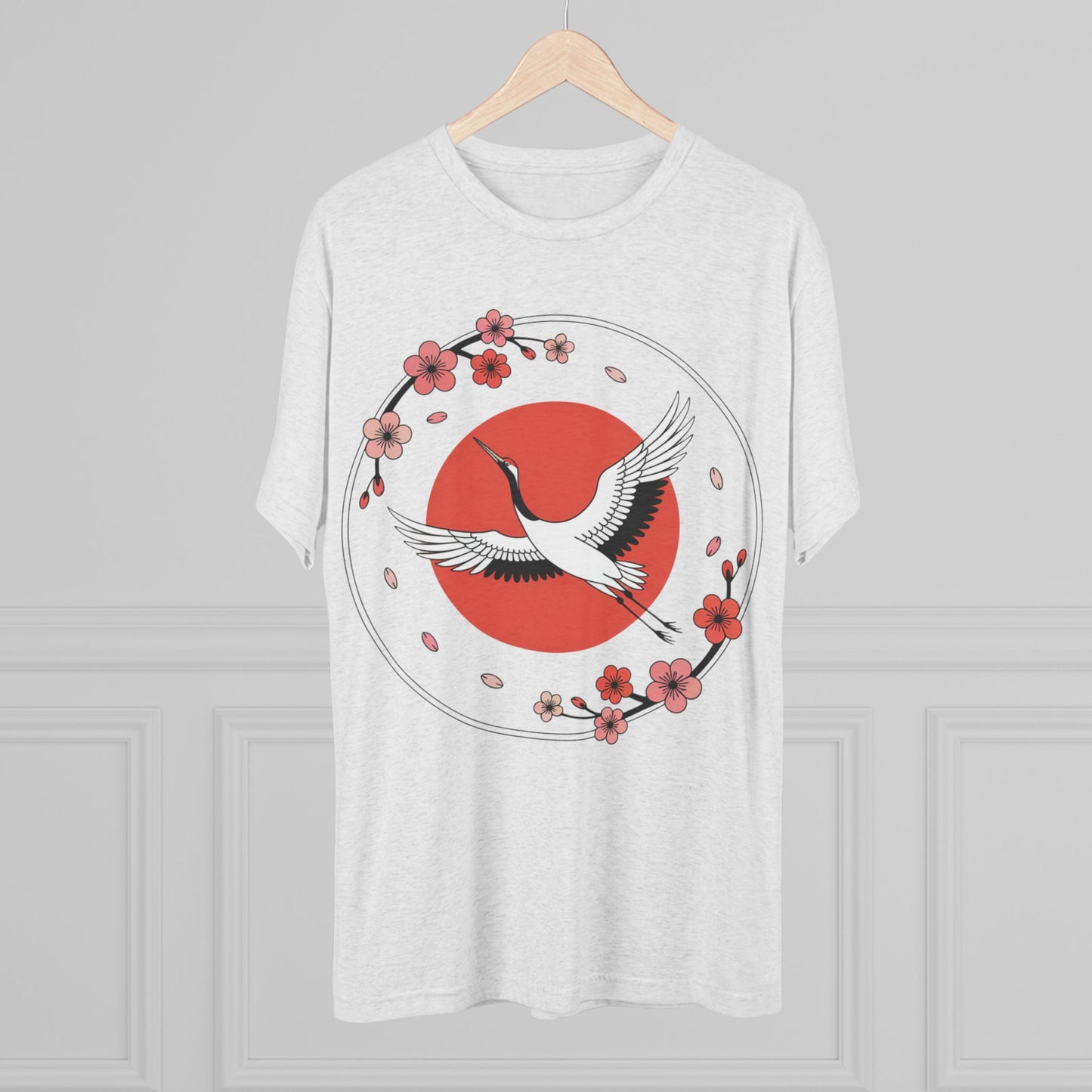 Japan Expat Sakura Crane Unisex Tri-Blend Tee