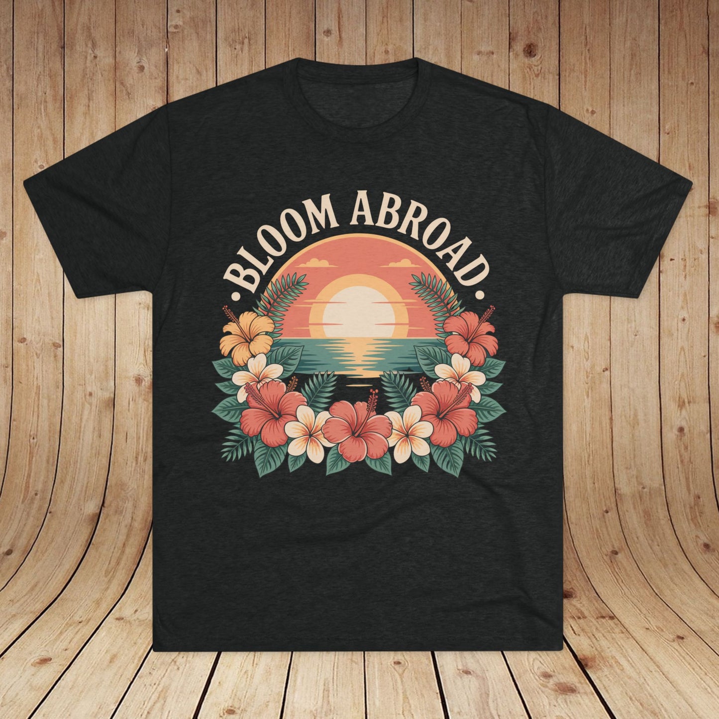 Bloom Abroad Hibiscus Sunrise Unisex Tri-Blend Tee