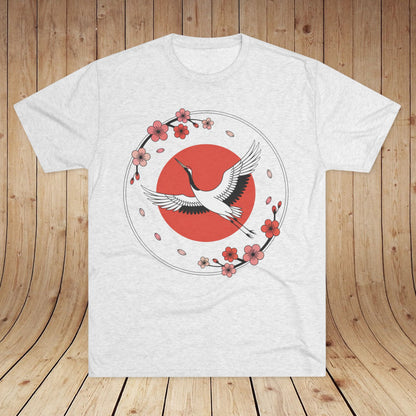 Japan Expat Sakura Crane Unisex Tri-Blend Tee