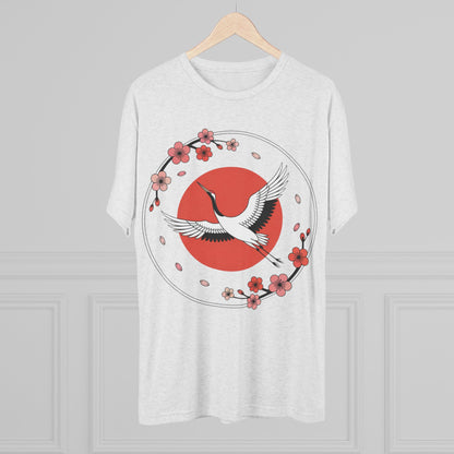 Japan Expat Sakura Crane Unisex Tri-Blend Tee