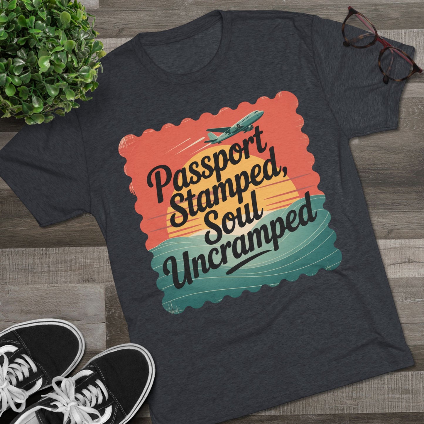 Passport Stamped, Soul Uncramped Unisex Tri-Blend Tee