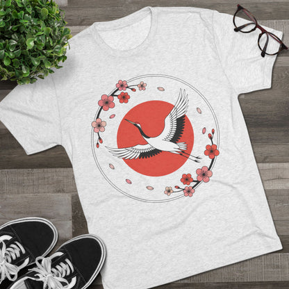 Japan Expat Sakura Crane Unisex Tri-Blend Tee