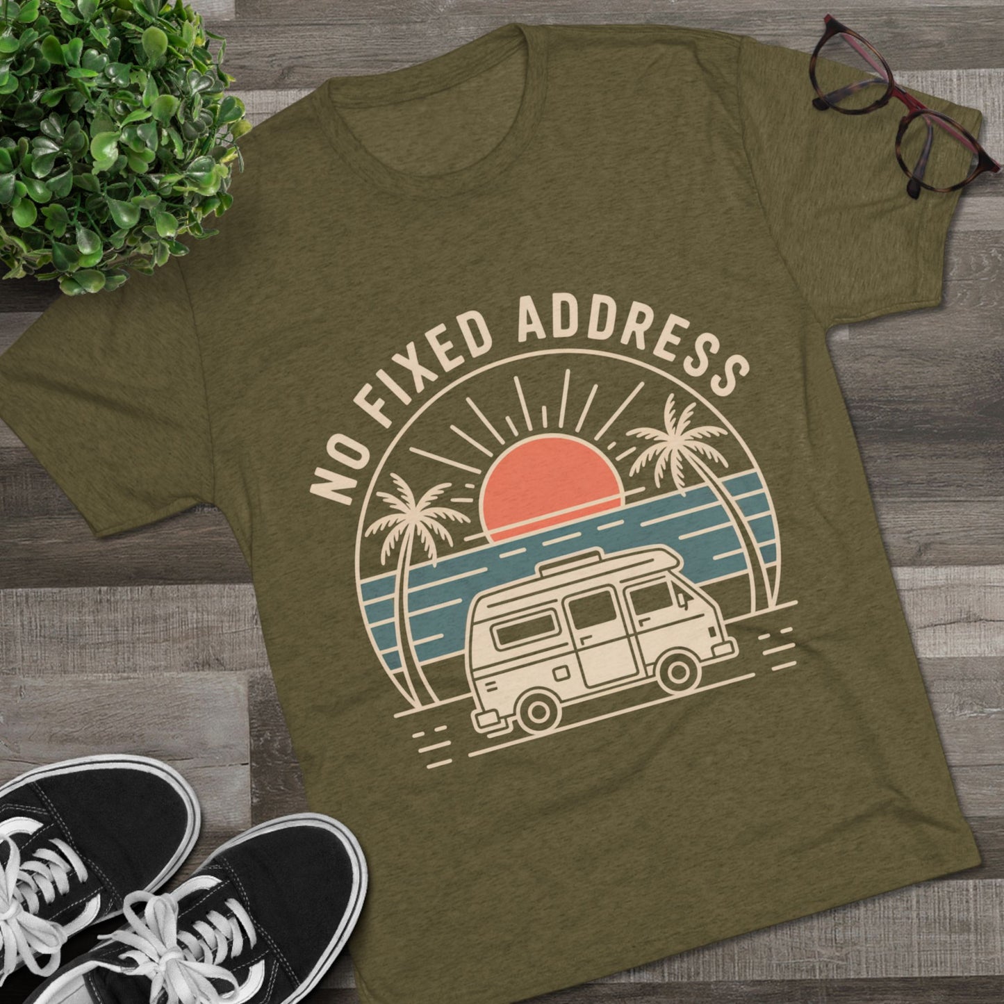 No Fixed Address Van Life Unisex Tri-Blend Tee