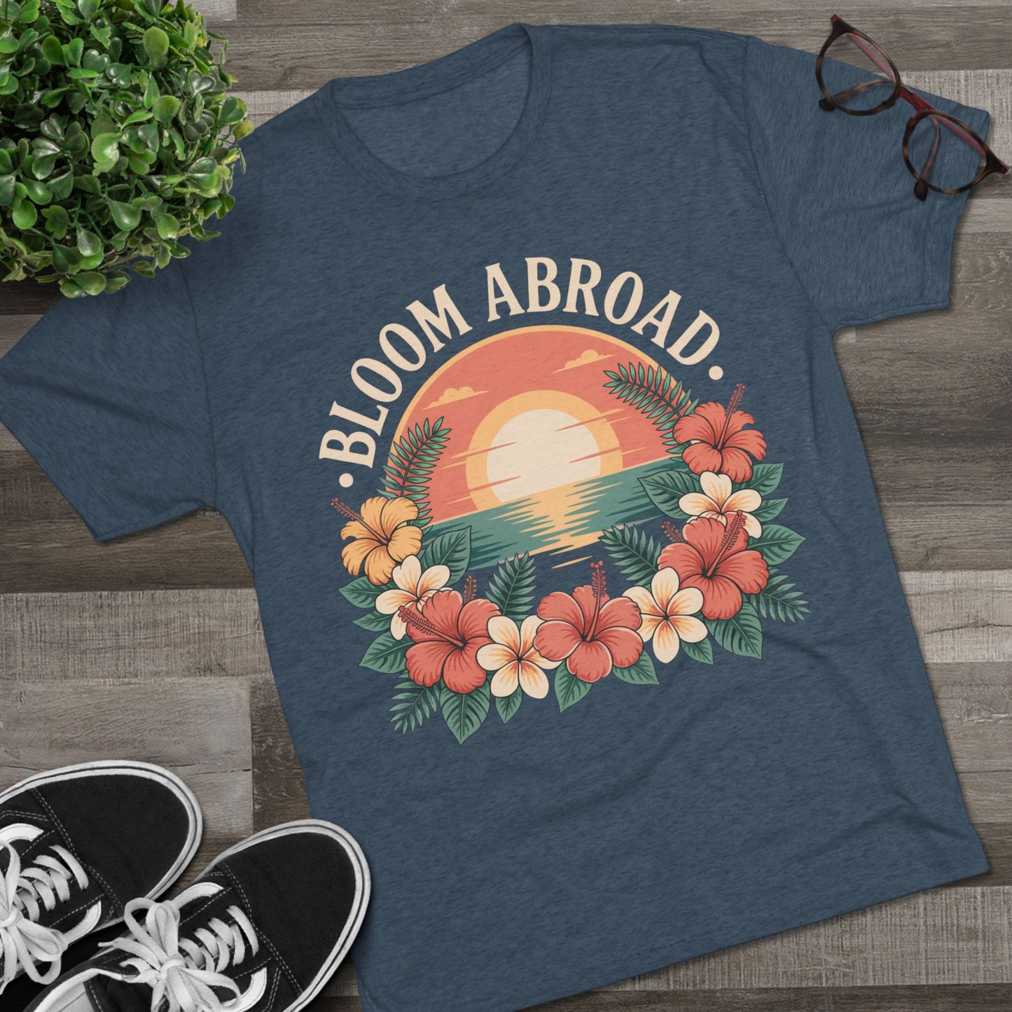 Bloom Abroad Hibiscus Sunrise Unisex Tri-Blend Tee