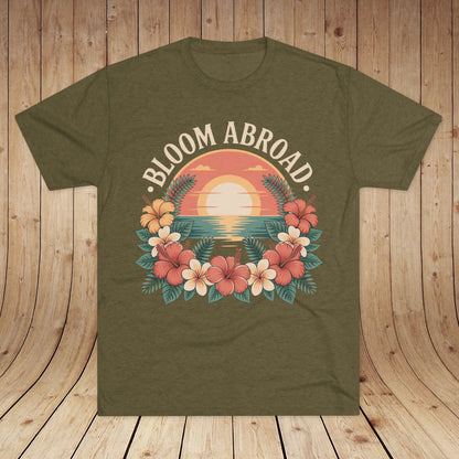Bloom Abroad Hibiscus Sunrise Unisex Tri-Blend Tee