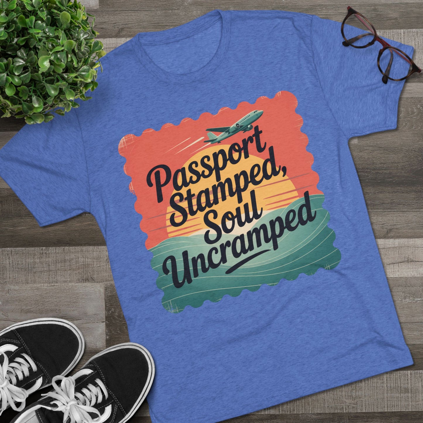 Passport Stamped, Soul Uncramped Unisex Tri-Blend Tee