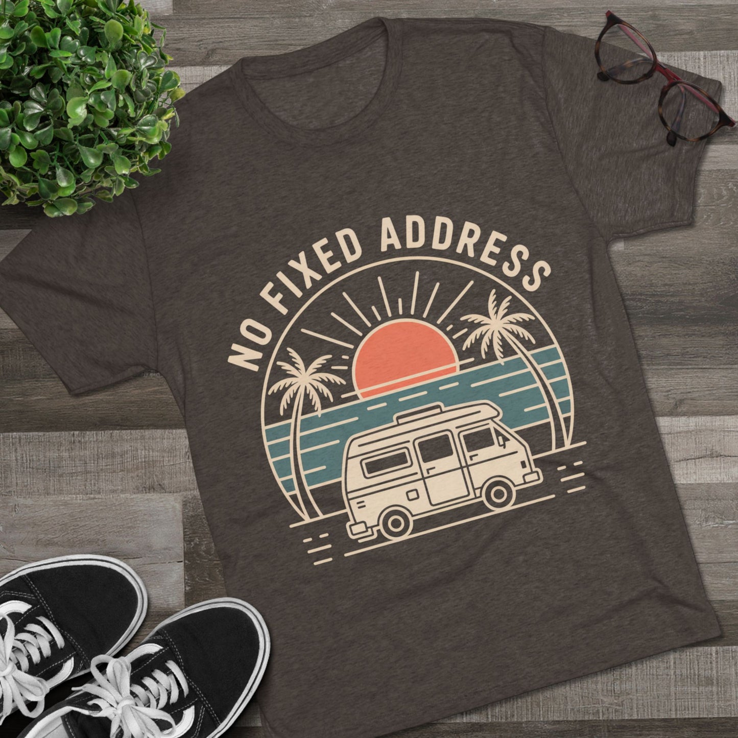 No Fixed Address Van Life Unisex Tri-Blend Tee