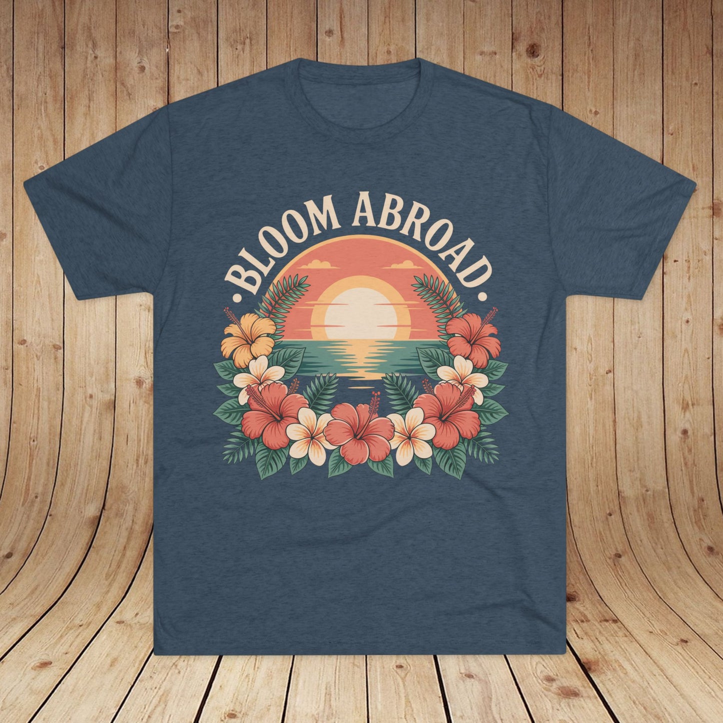 Bloom Abroad Hibiscus Sunrise Unisex Tri-Blend Tee