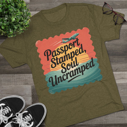 Passport Stamped, Soul Uncramped Unisex Tri-Blend Tee