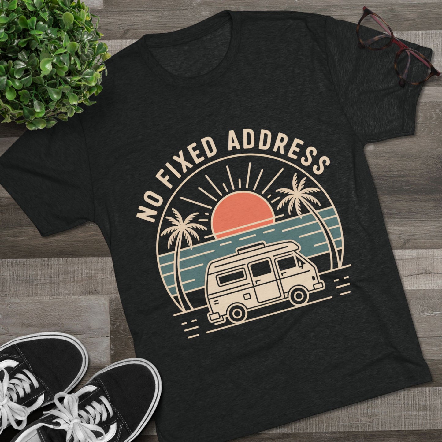 No Fixed Address Van Life Unisex Tri-Blend Tee